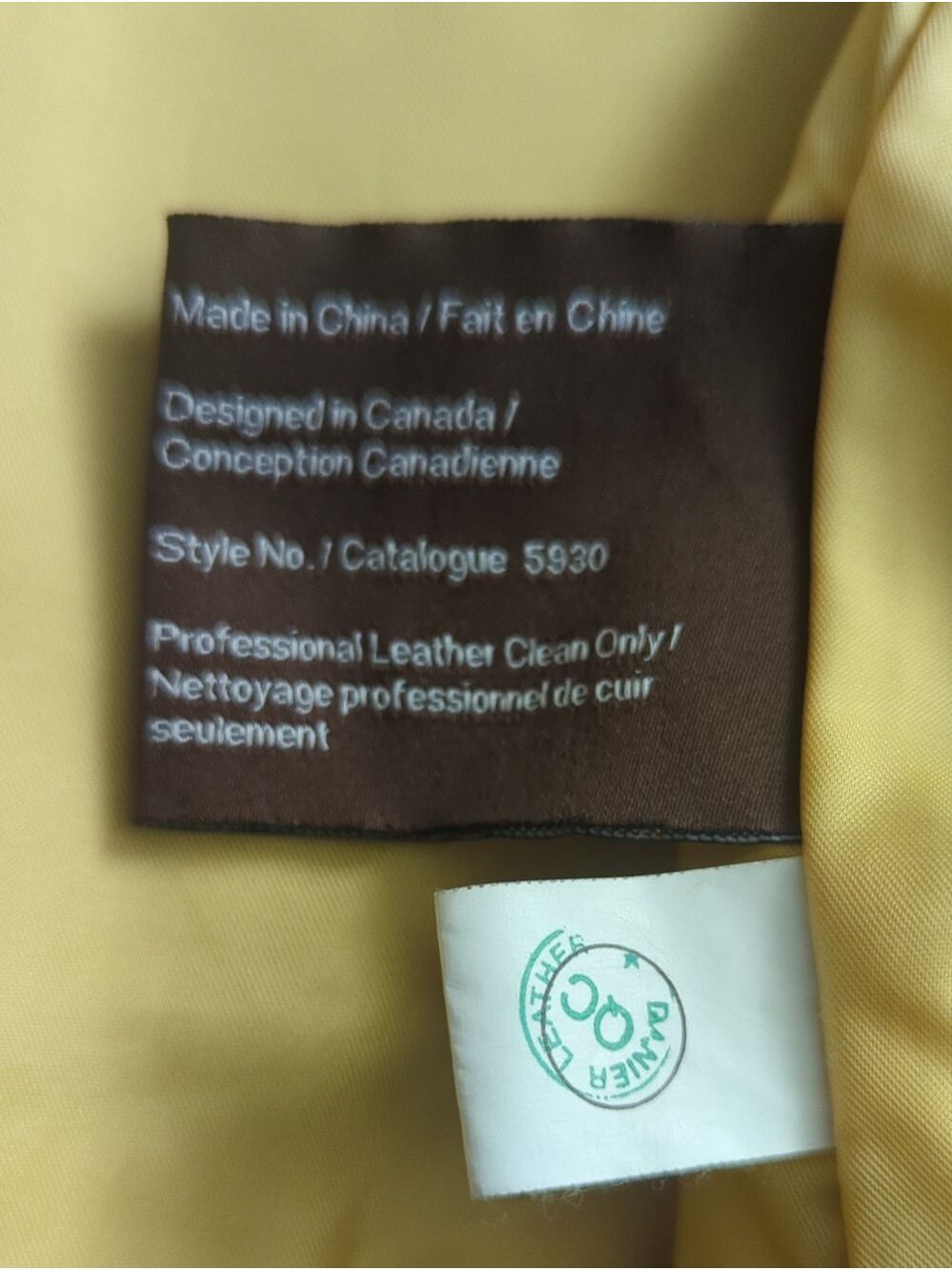 Danier Yellow Leather Zip Front Women's Jacket - Picture 8 of 9